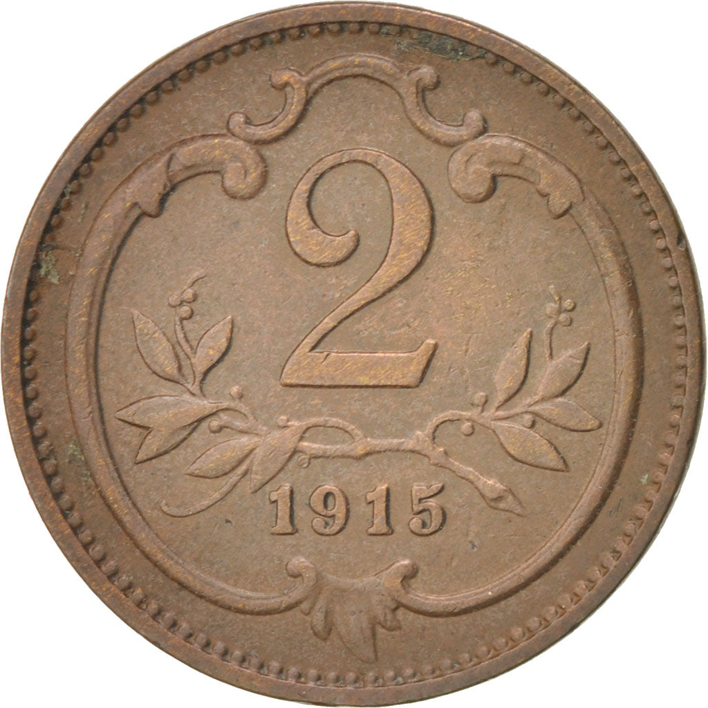 Moneta, Austria, Franz Joseph I, 2 Heller, 1915, BB+, Bronzo, KM:2801