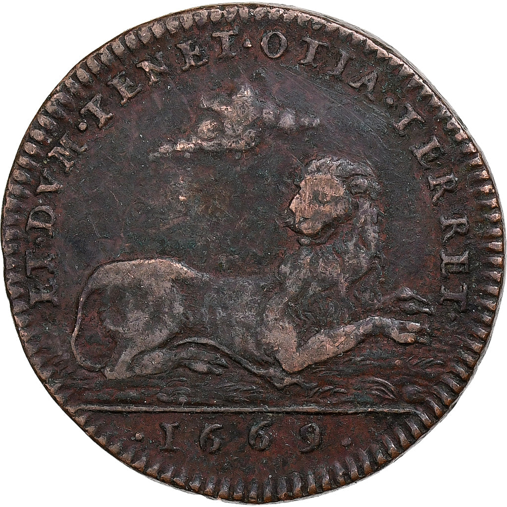 França, Token, Louis XIV Le Grand, 1669, Cobre, VF(30-35), Feuardent:12607 VAR