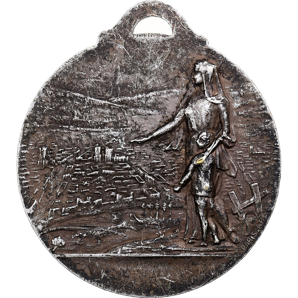 Francia, medaglia, Art Nouveau, Liberatum, 1919, Bronzo argentato, Laurens, BB