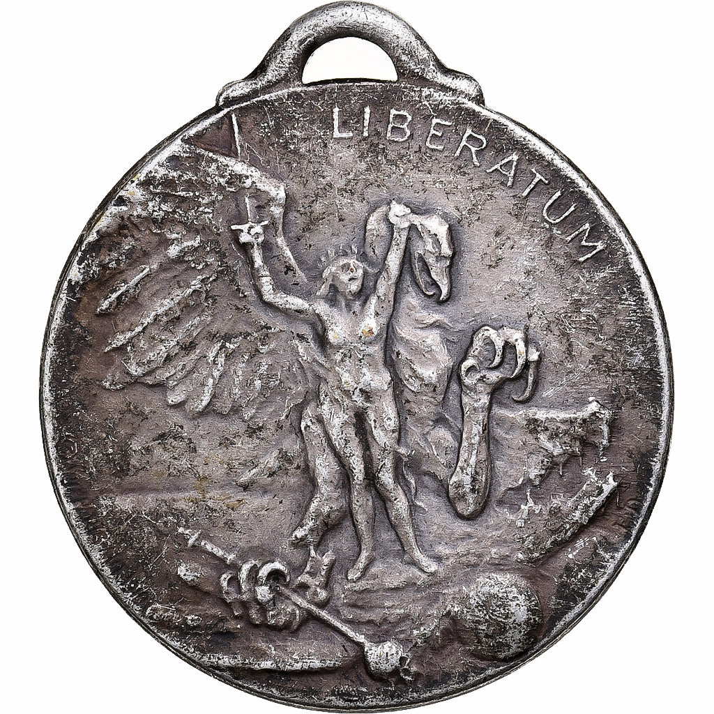 Francia, medaglia, Art Nouveau, Liberatum, 1919, Bronzo argentato, Laurens, BB