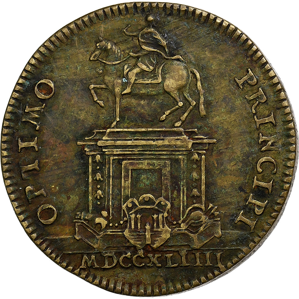 Francja, Token, Ludwik XV, Optimo Principi, 1744, Mosiądz, EF(40-45)