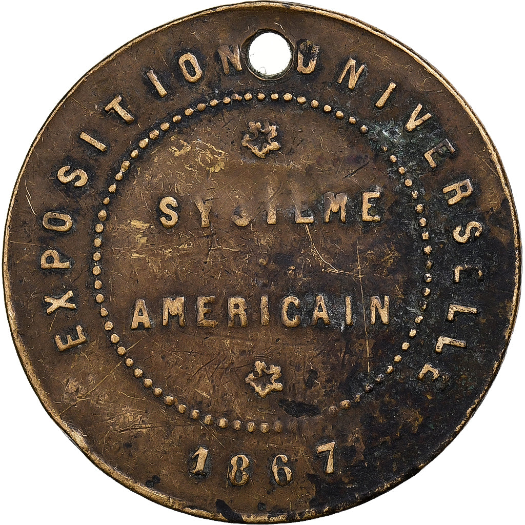 Francia, medaglia, Exposition Universelle, Hygiène, Système Américain, 1867