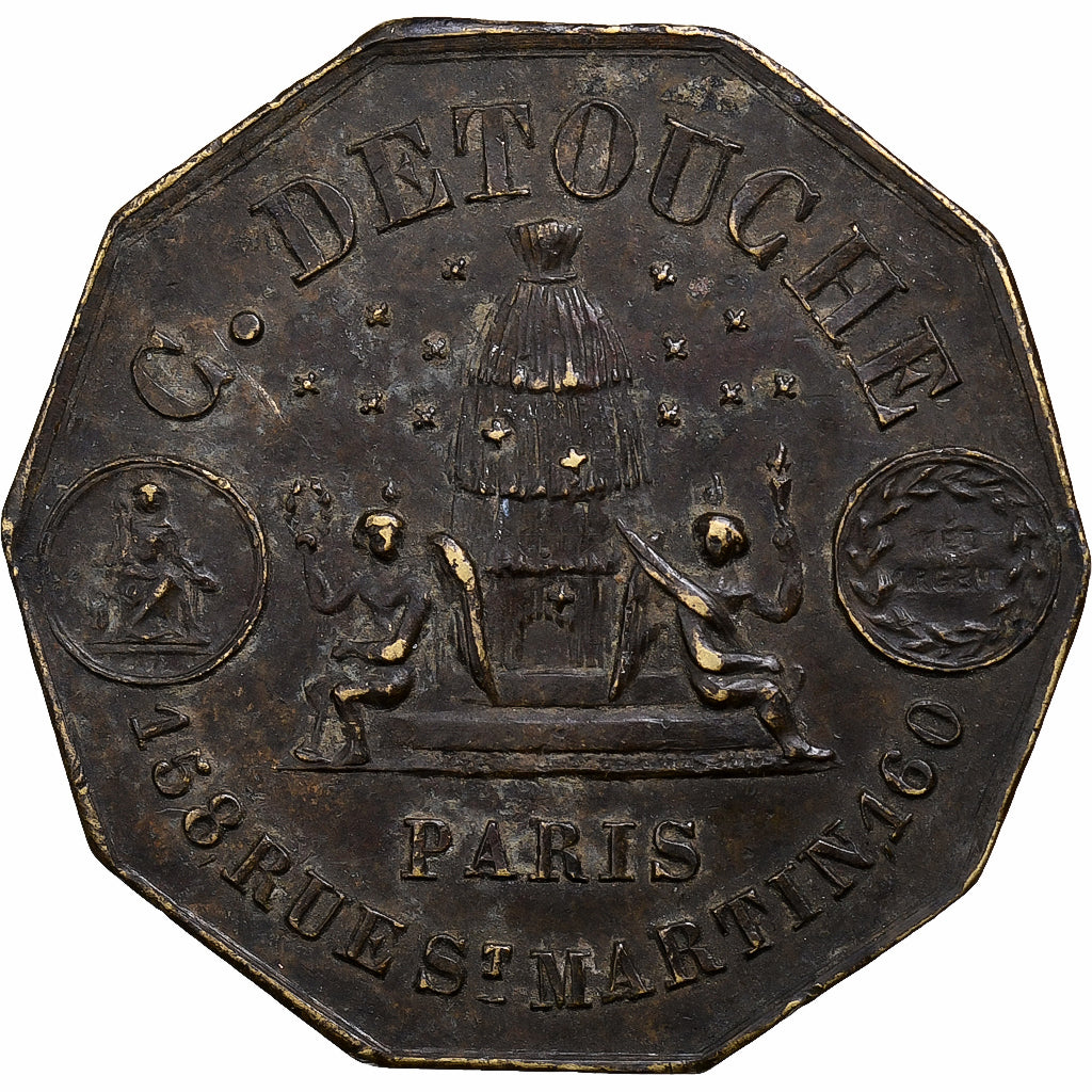 Francia, ficha, Napoléon III, Horlogerie Bijouterie G. Detouche, Ottone, MB+