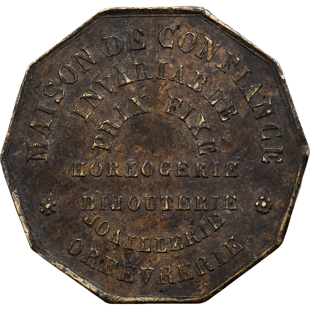 Francia, ficha, Napoléon III, Horlogerie Bijouterie G. Detouche, Ottone, MB+