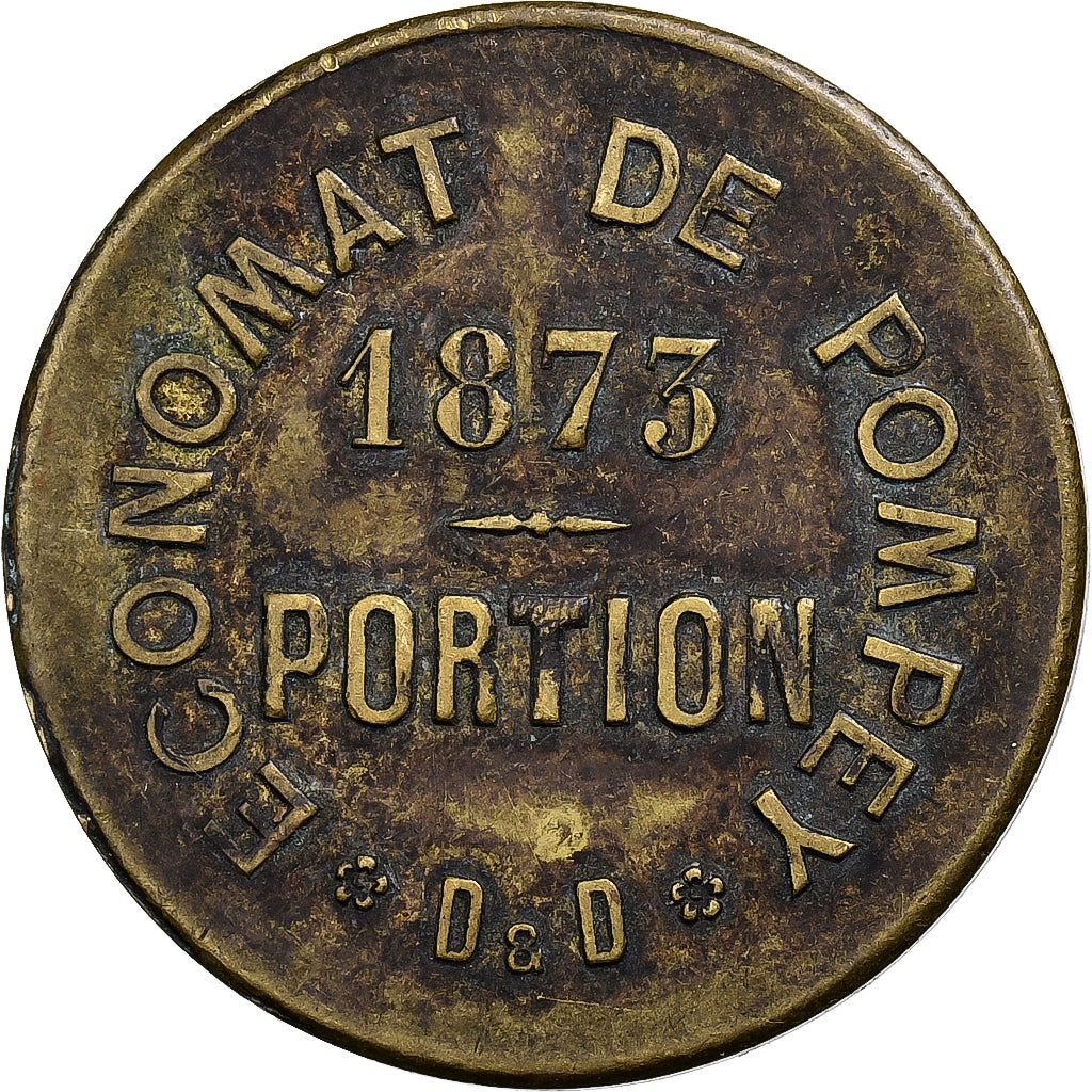 France, Economat de Pompey, 10 Centimes, 1873, VF(30-35), Brass