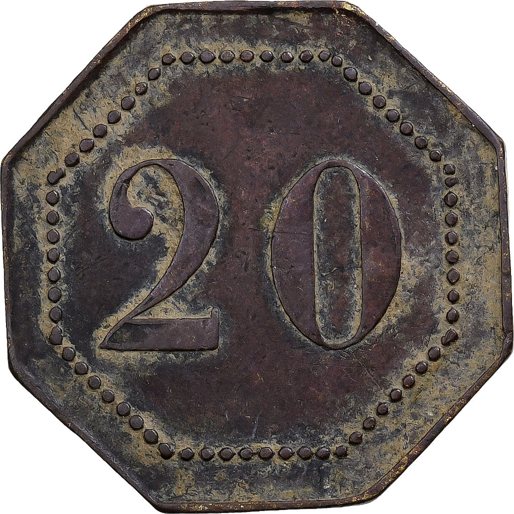 França, ,, 20 Centimes, A Consommer, VF(30-35), Cobre