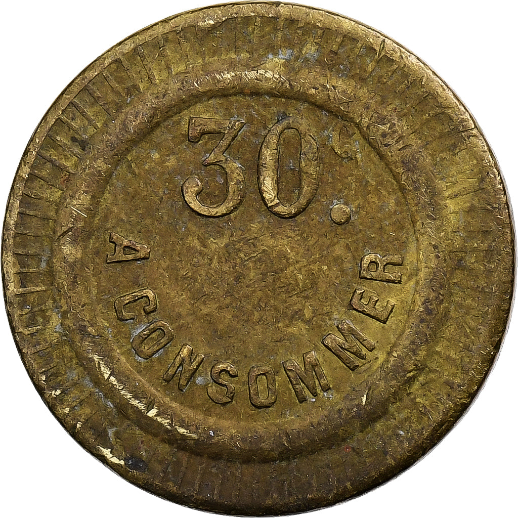 Francja, J.F, 30 Centimes, A Consommer, VF(30-35), Mosiądz