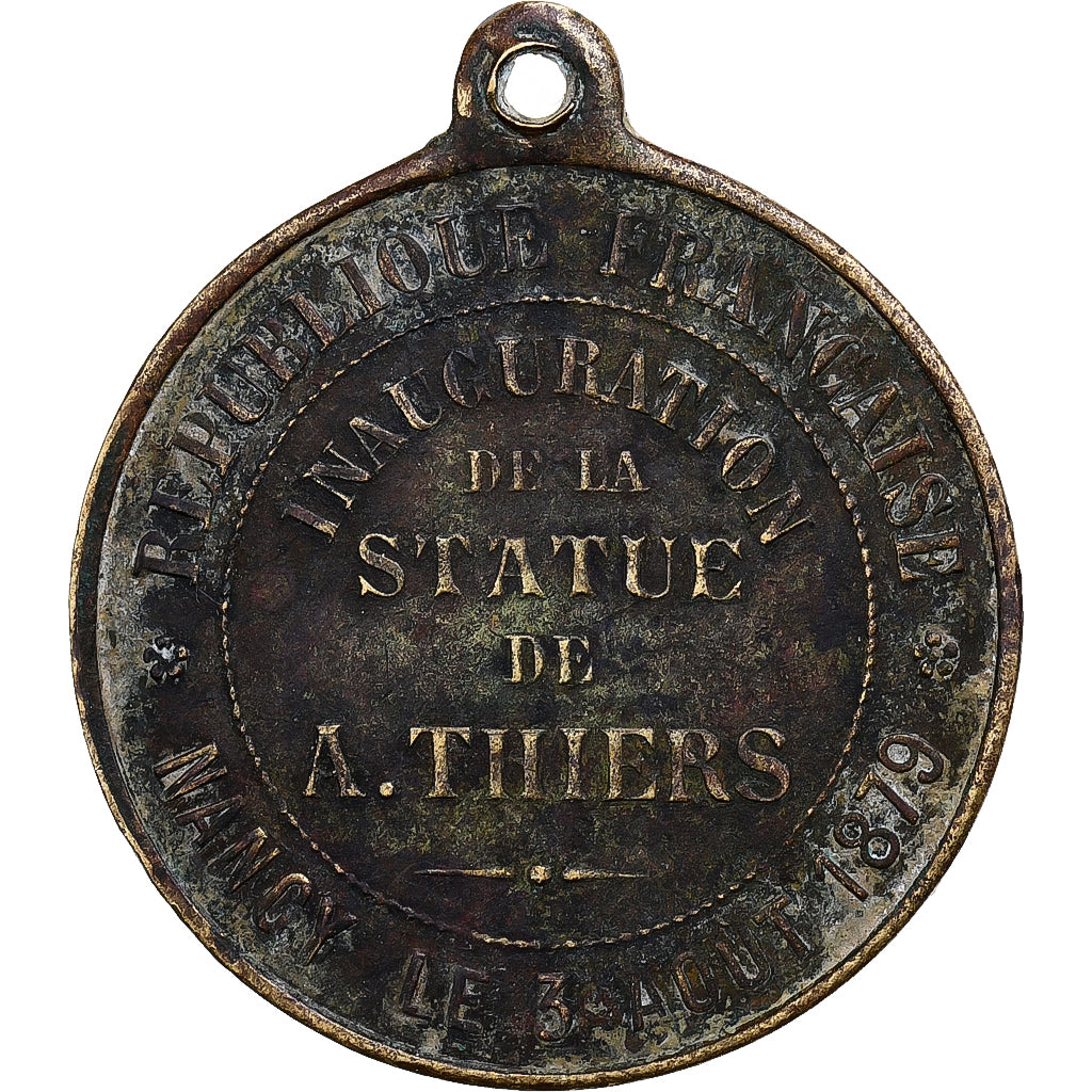 France, Médaille, Inauguration de la Statue de Adolphe Thiers, Nancy, 1879