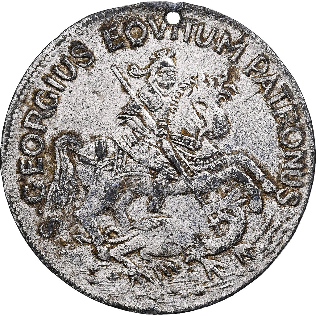 France, Médaille, Saint Georges Terrassant le Dragon, Bronze argenté, TB
