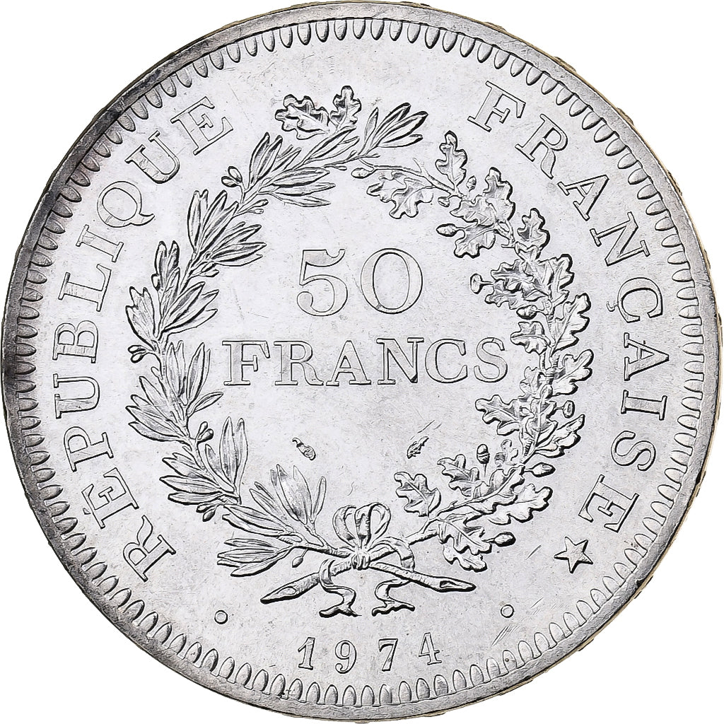 France, 50 Francs, Hercule, 1974, Avers 20 francs, Argent, SUP, Gadoury:882a