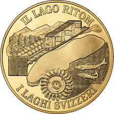Switzerland, Medal, Il Lago Ritom, I Laghi Svizzeri, Copper-Nickel Gilt