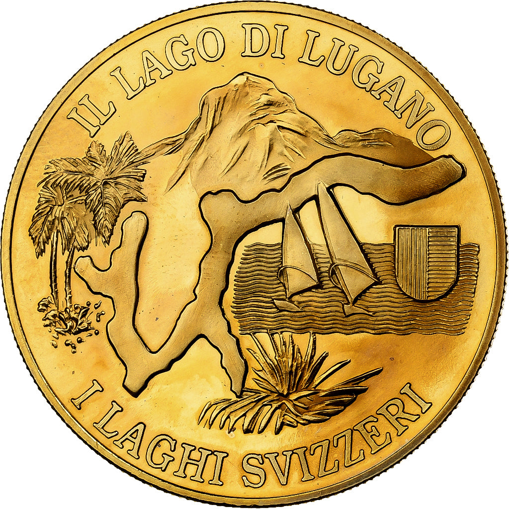 Szwajcaria, medal, Il Lago di Lugano, I Laghi Svizzeri, Pokryte Miedź- Nikiel