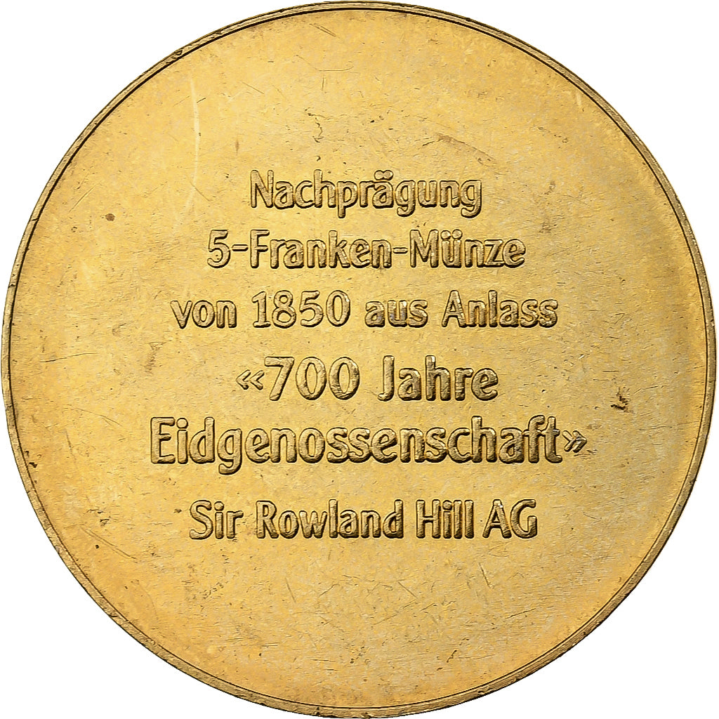 Suisse, Médaille, 700 Ans de la Confédération, 1991, Copper-Nickel Gilt, SPL