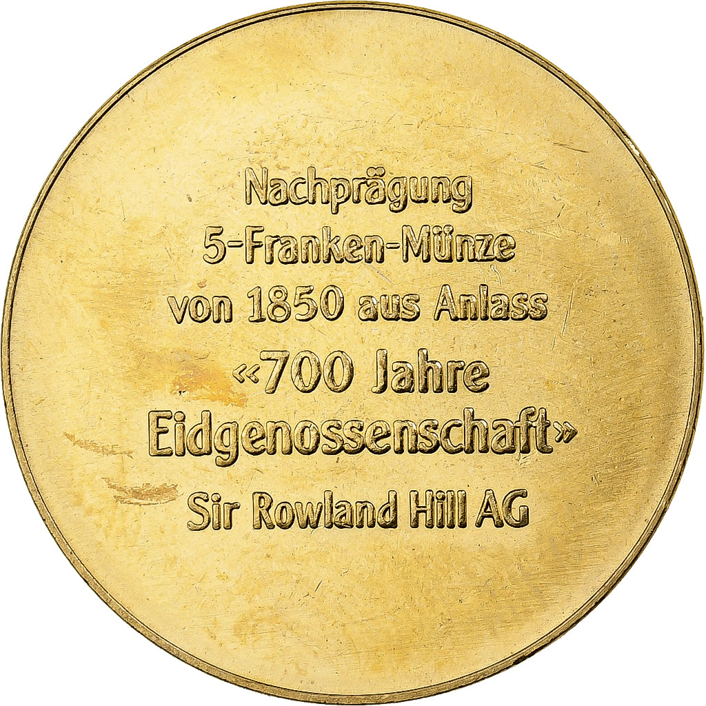 Suisse, Médaille, 700 Ans de la Confédération, 1991, Copper-Nickel Gilt, SPL