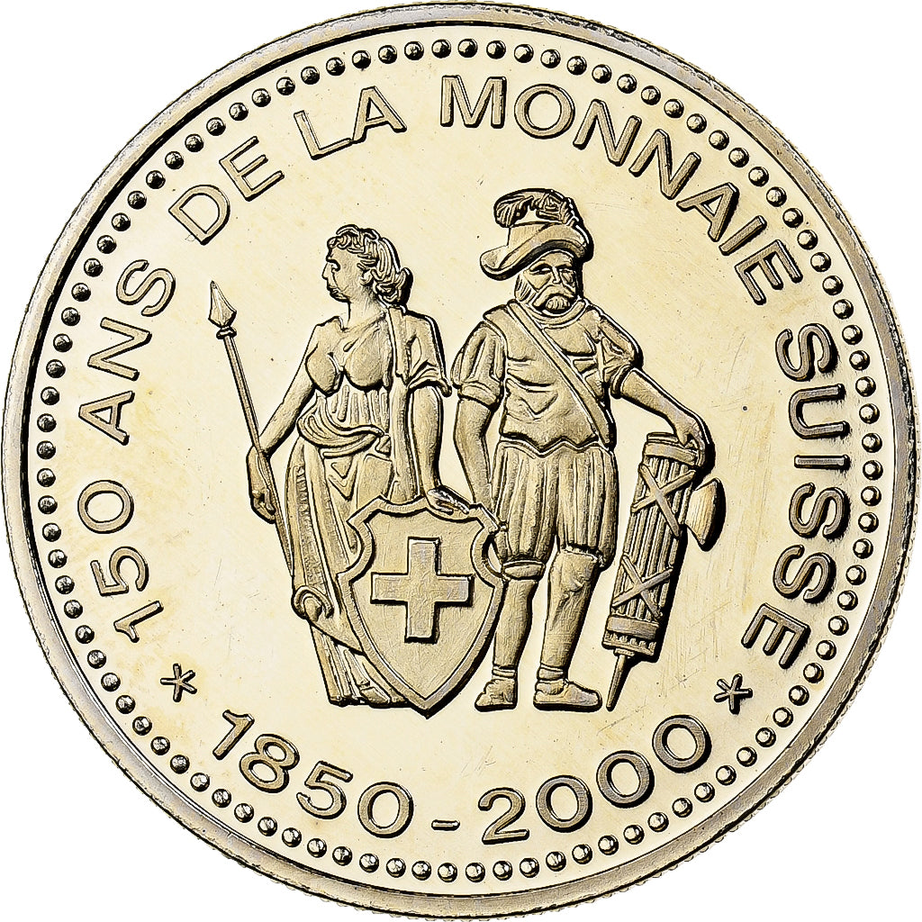 Switzerland, Medal, 150 Ans de la Monnaie Suisse, 100 FRANCS, 2000