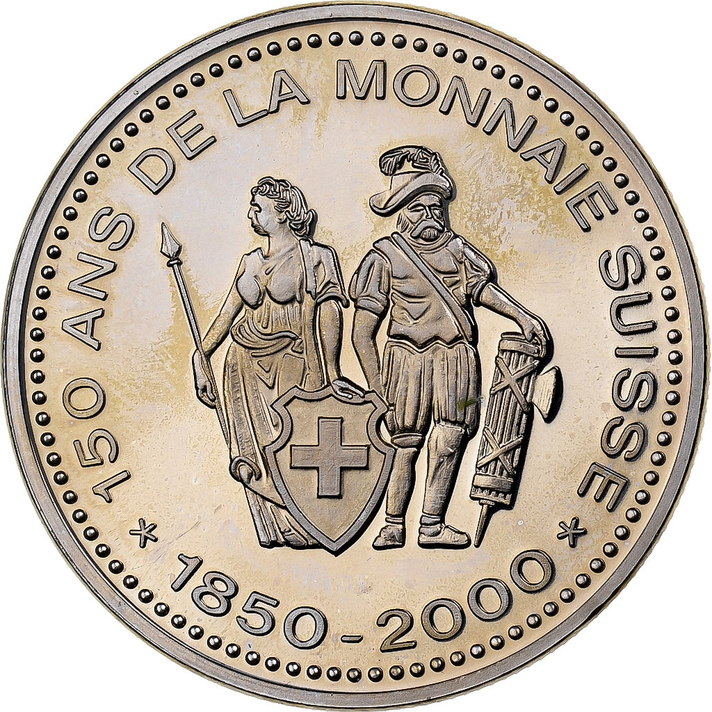 Szwajcaria, medal, 150 Ans de la Monnaie Suisse, 20 FRANCS, 2000, Miedź-Nikiel