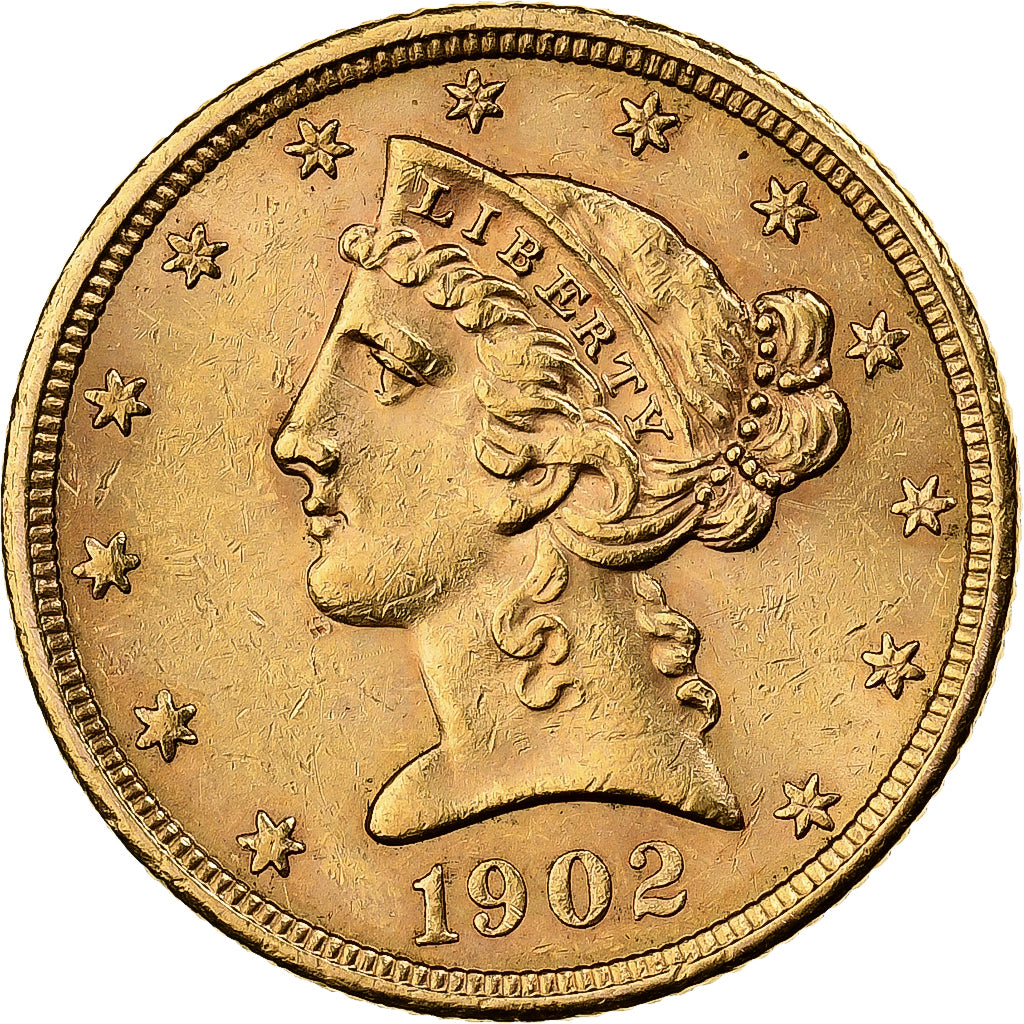 United States, $5, Half Eagle, Coronet Head, 1902, San Francisco, Gold