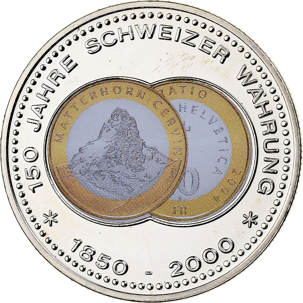 Suiza, medalla, 150 Ans de la Monnaie Suisse, 50 FRANCS, 2000, Cobre - níquel