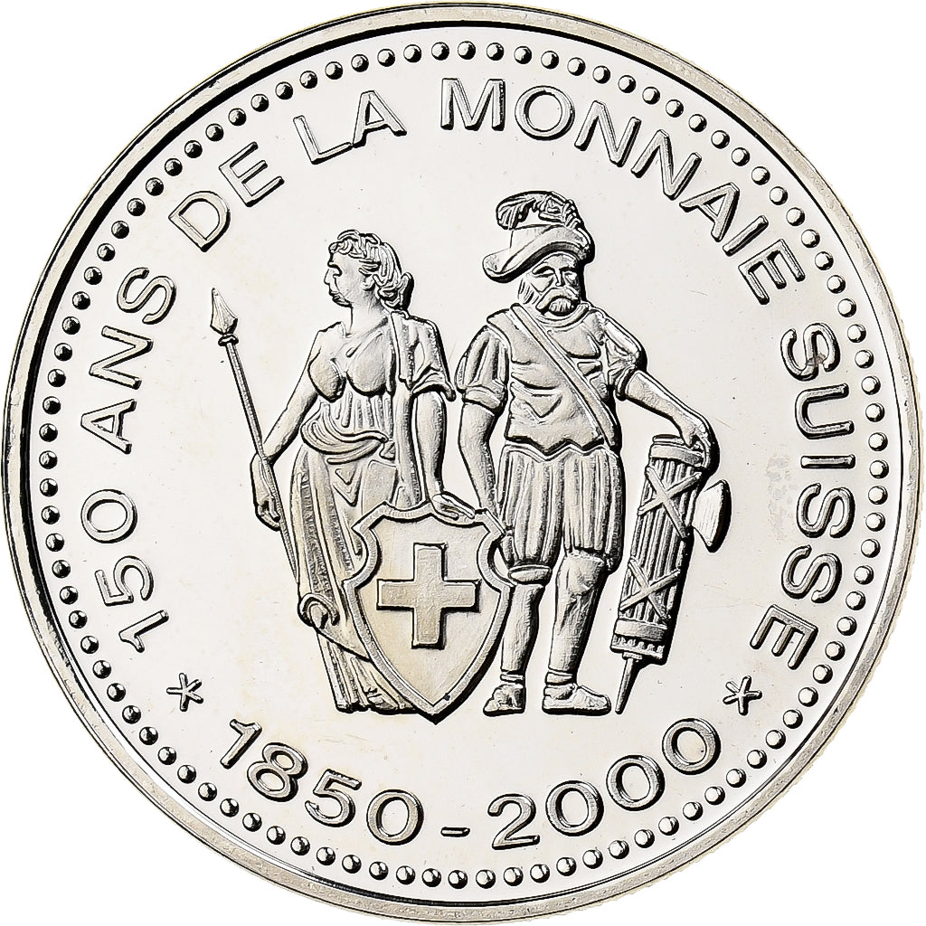 Suiza, medalla, 150 Ans de la Monnaie Suisse, 50 FRANCS, 2000, Cobre - níquel