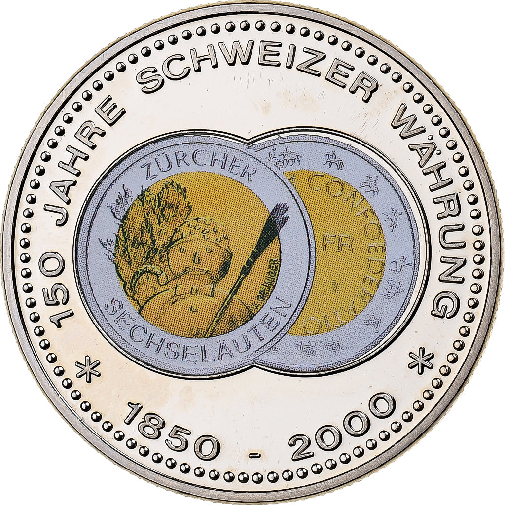 Switzerland, Medal, 150 Ans de la Monnaie Suisse, 5 FRANCS, 2000, Copper-nickel