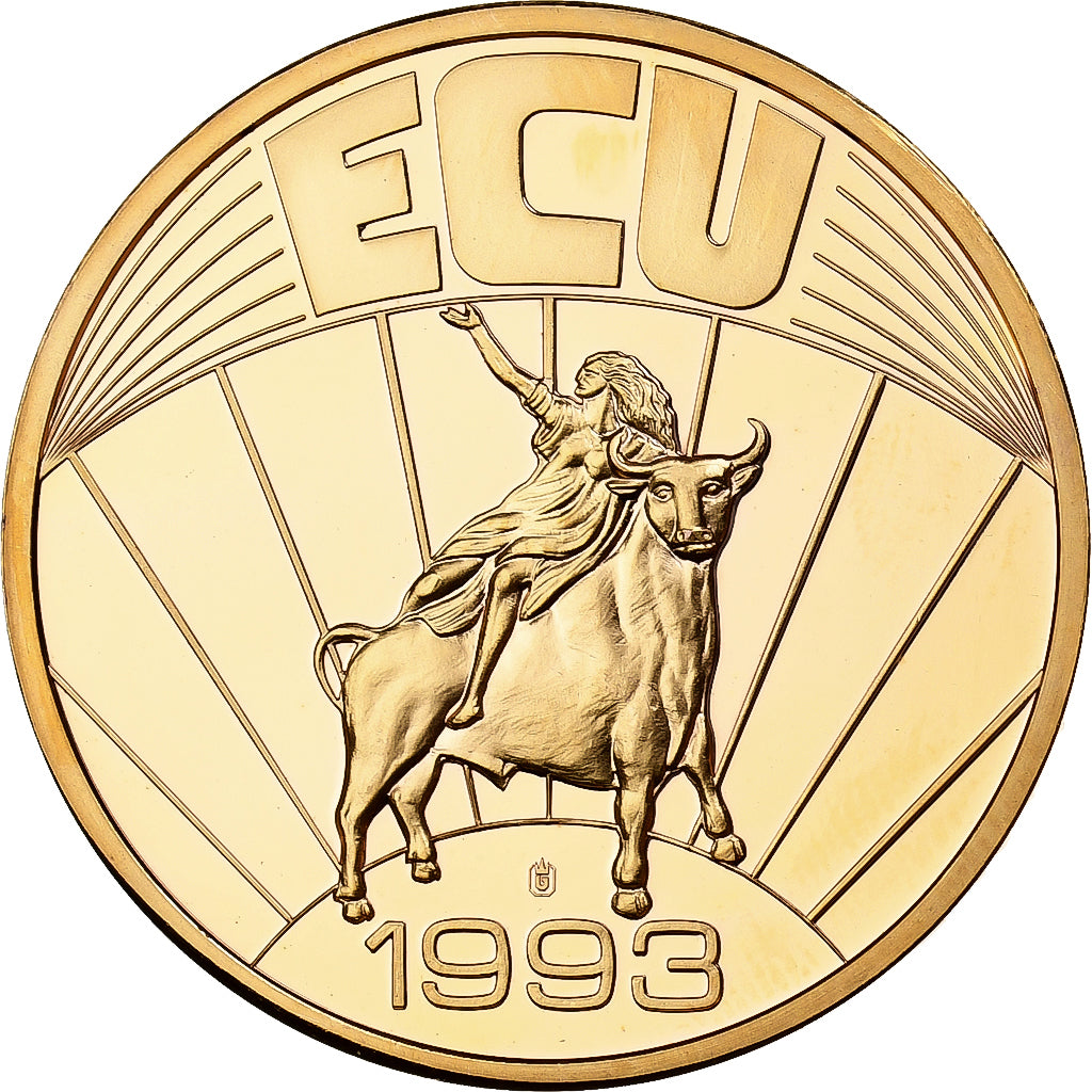 Spain, Medal, Ecu Europa, 1993, Copper Gilt, MS(65-70)