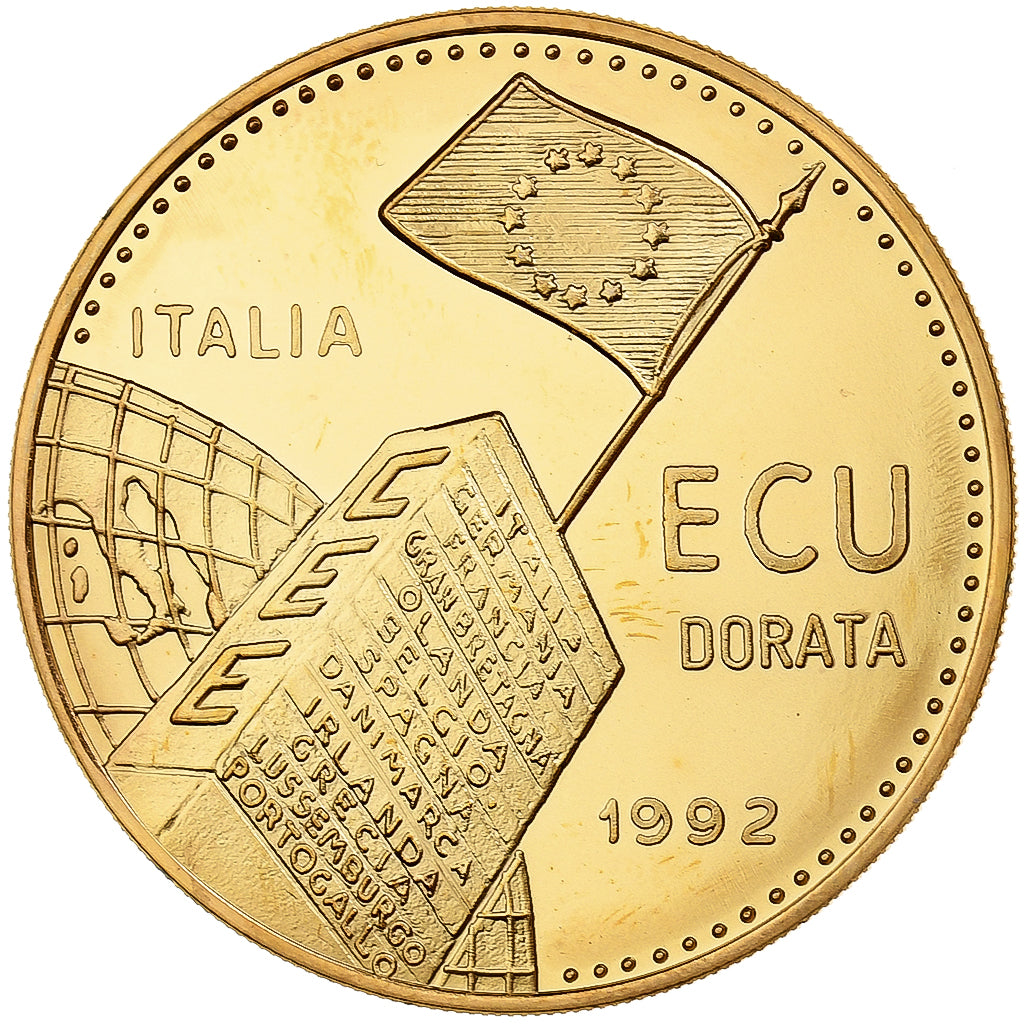Italie, Médaille, Ecu, 35eme Anniversario Fondazione C.E.E, 1992, Copper-Nickel