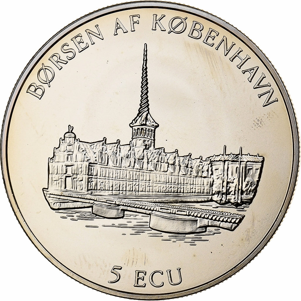 Danimarca, 5 Ecu, Kobenhaun, 550th Anniversary, 1995, Rame-nichel, FDC