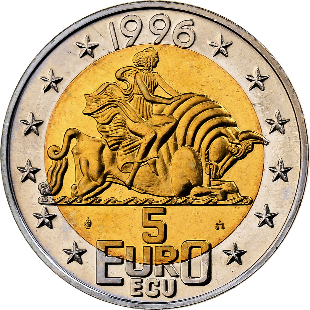 Holandia, Beatrix, 5 Euro, 1996, Bimetaliczny, MS(65-70)