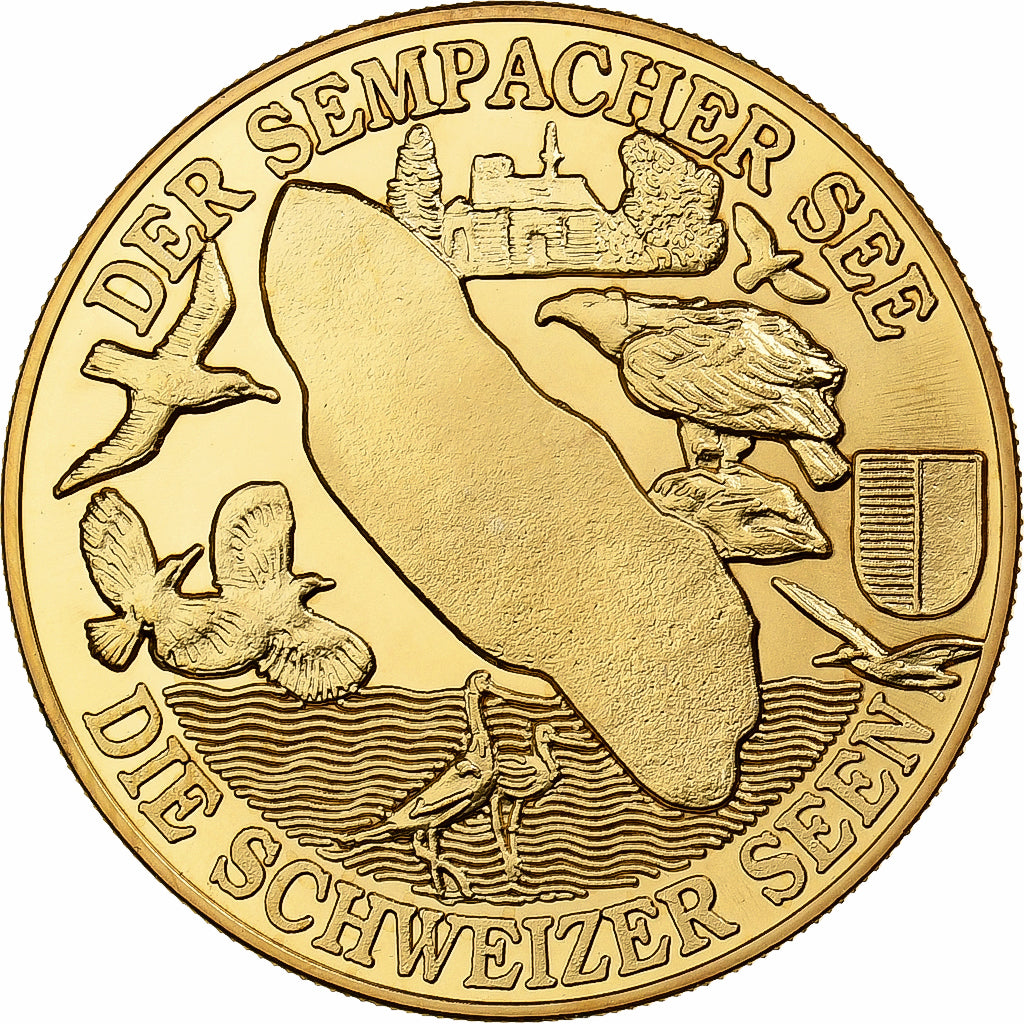 Svizzera, medaglia, Der Sempacher See, Die Schweizer Seen, Doratura in
