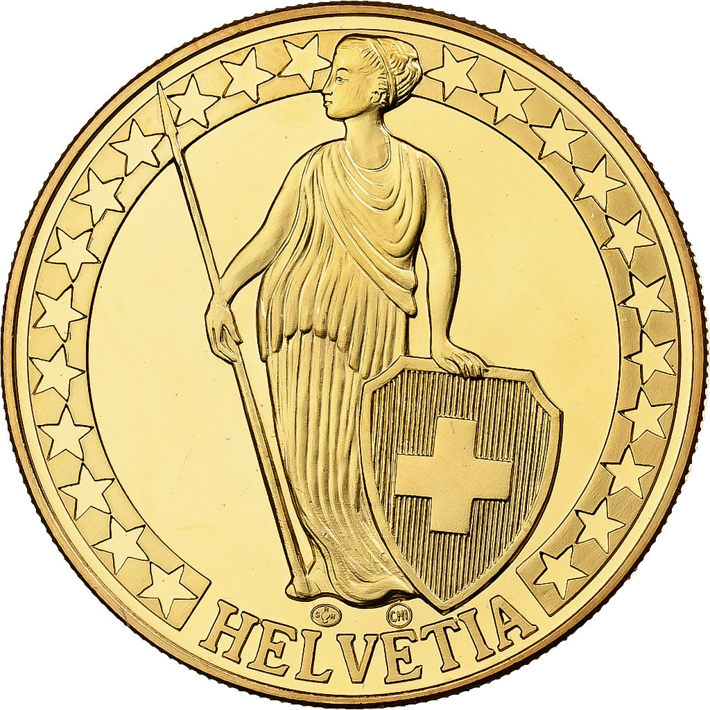 Svizzera, medaglia, Der Sempacher See, Die Schweizer Seen, Doratura in