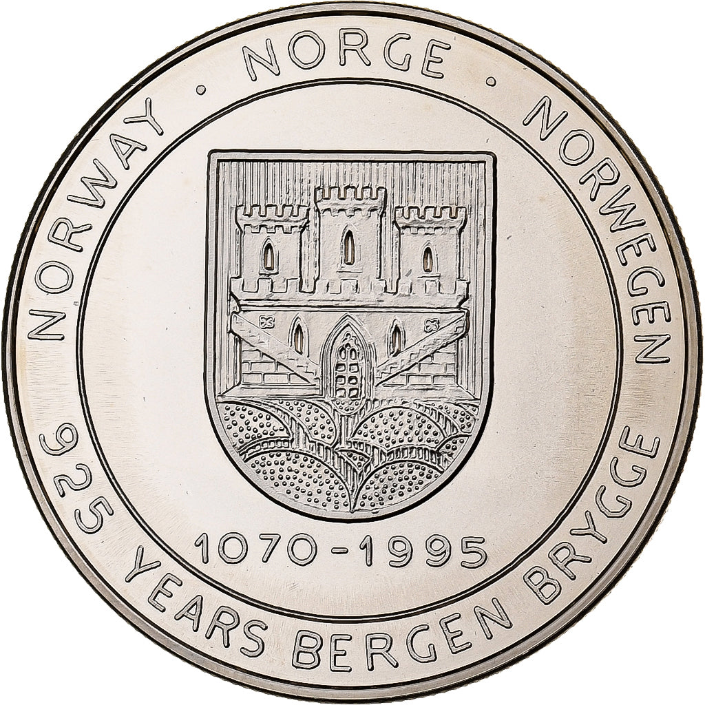 Dinamarca, 5 Ecu, 925 Years Bergen Brygge, 1995, Cobre - níquel, FDC