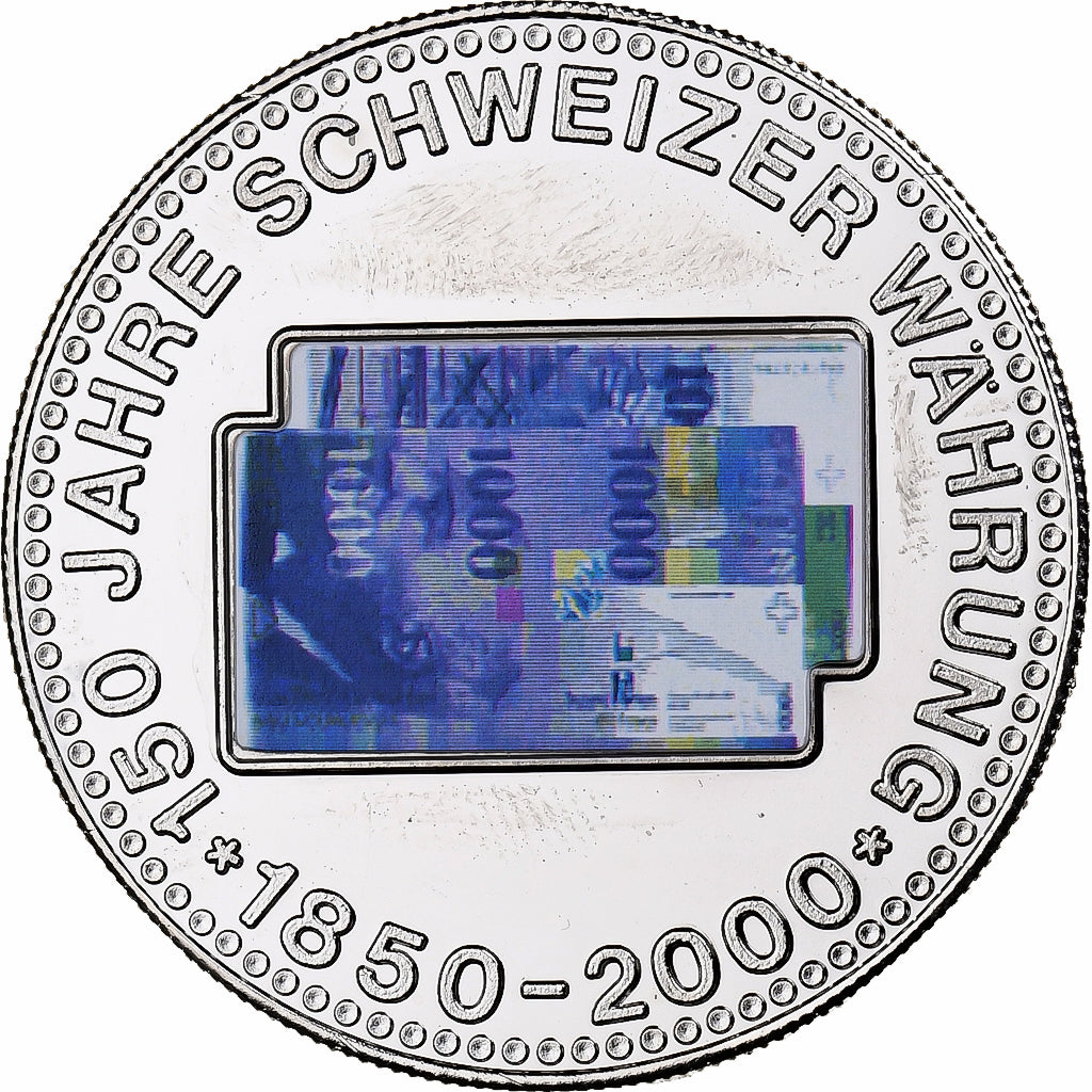 Suíça, medalha, 150 Ans de la Monnaie Suisse, 1000 FRANCS, 2000