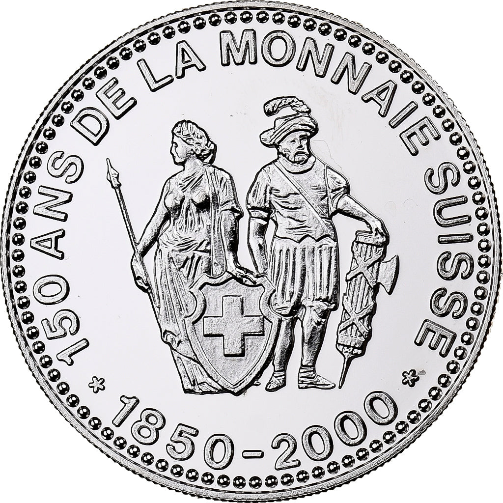 Suíça, medalha, 150 Ans de la Monnaie Suisse, 1000 FRANCS, 2000