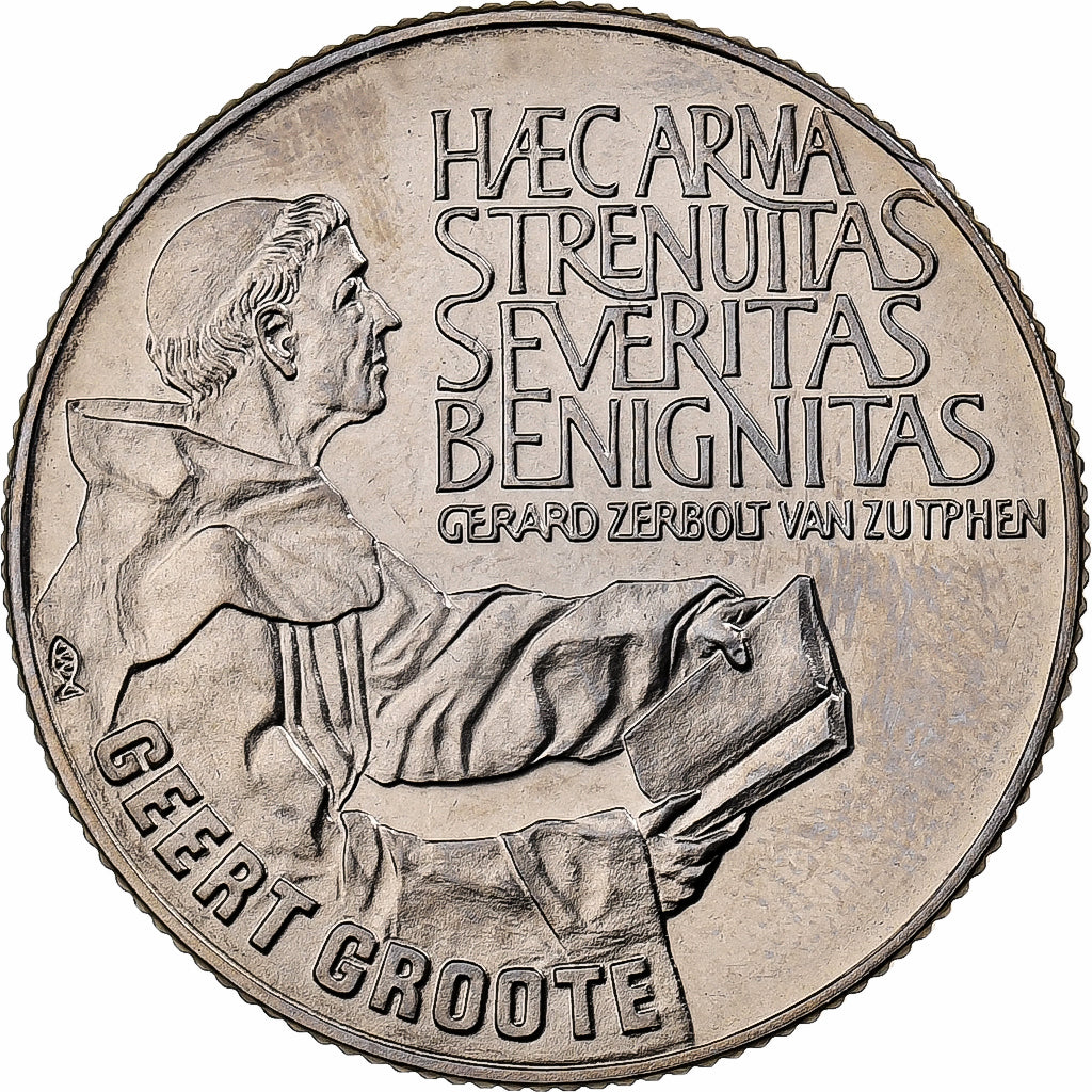 Netherlands, 10 Ecu, 1990, Geert Groote, Copper-nickel, MS(65-70)