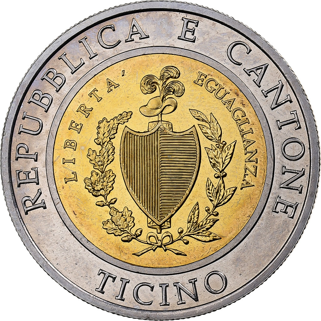 CANTONI SVIZZERI, Canton du Tessin, Scudo, 1998, Bimetallico, SPL+