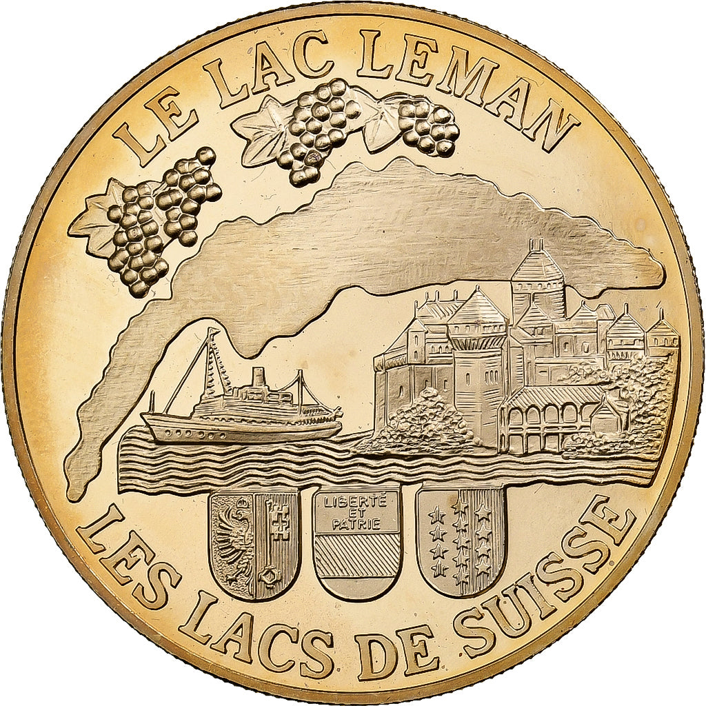 Zwitserland, Medaille, Le Lac Léman, Copper-Nickel Gilt, MS64