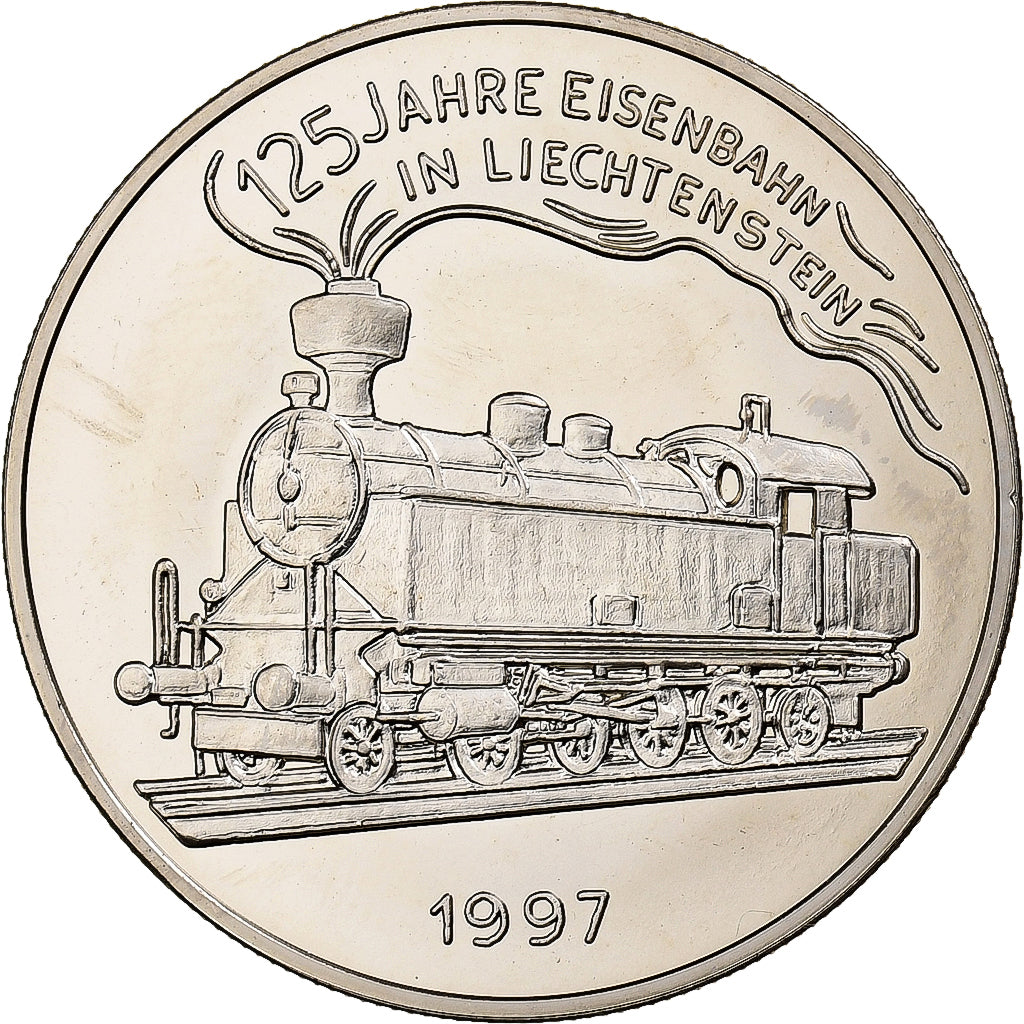 Liechtenstein, 5 Euro, 125 Jahre Eisenbahn, 1997, Copper-nickel, Proof