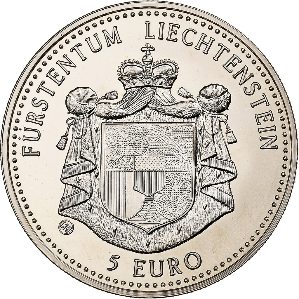 Liechtenstein, 5 Euro, 125 Jahre Eisenbahn, 1997, Copper-nickel, Proof