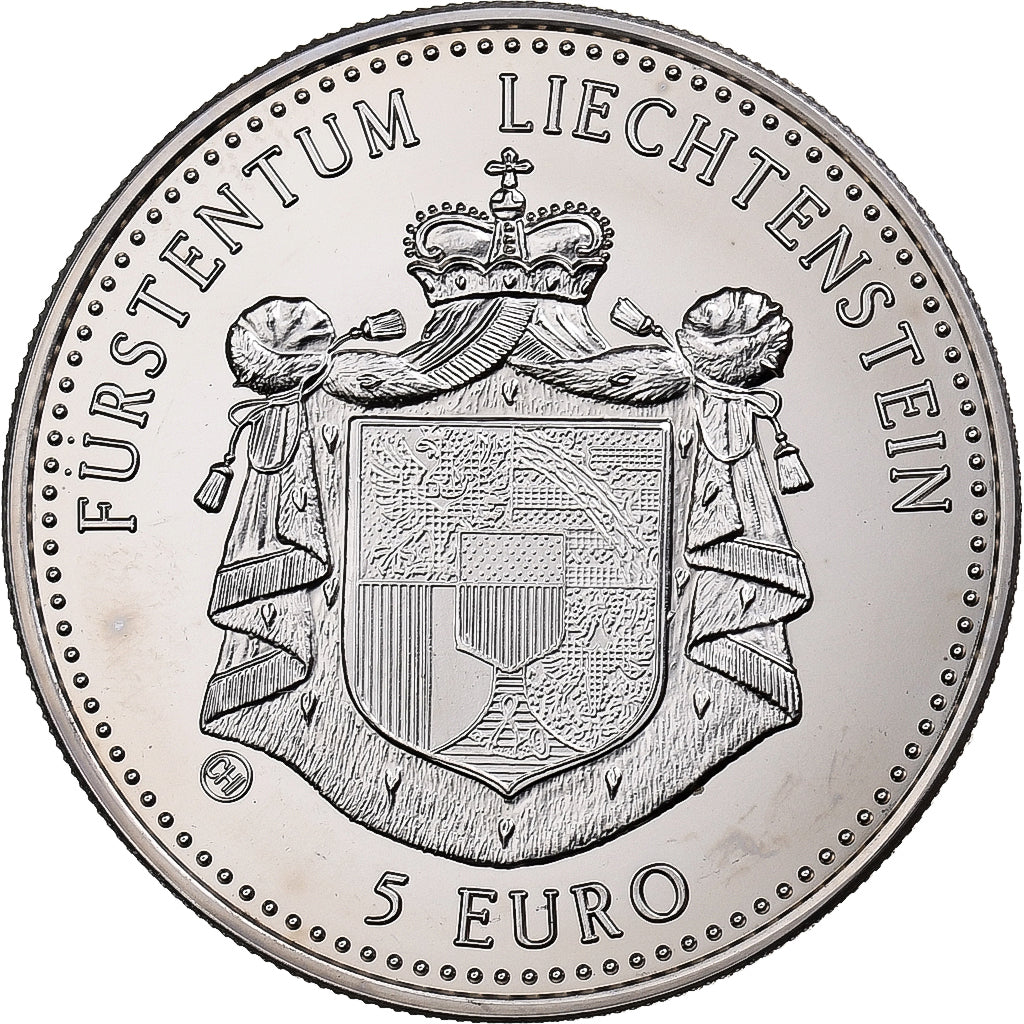Liechtenstein, 5 Euro, 125 Jahre Eisenbahn, 1997, Copper-nickel, Proof