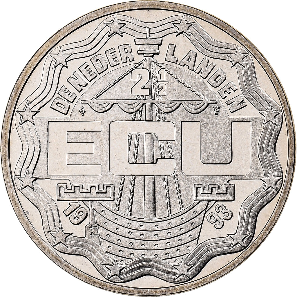 Holandia, 2 1/2 Ecu, Maastricht, 1993, Miedź-Nikiel, MS(65-70)