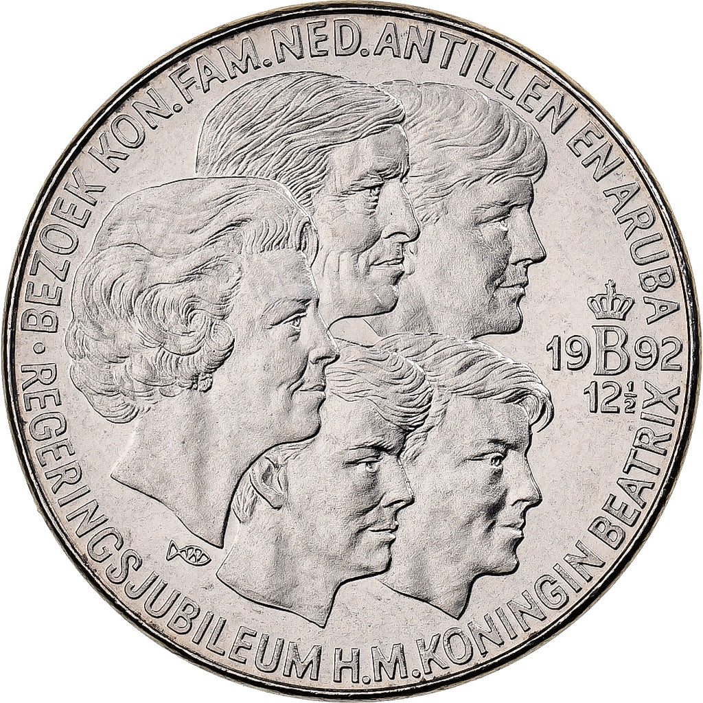 Holandia, 10 Ecu, 1992, Jubileum Beatrix, Miedź-Nikiel, MS(65-70)