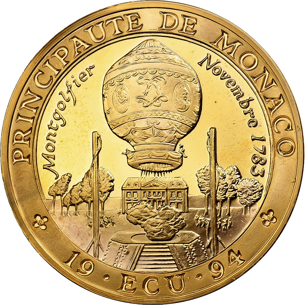 Monaco, Médaille, Ecu Europa, Montgolfier, 1994, Copper Gilt, SPL+