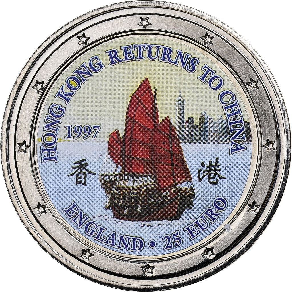 United Kingdom, 25 Euro, Hong-Kong returns to China, 1997, Copper-nickel