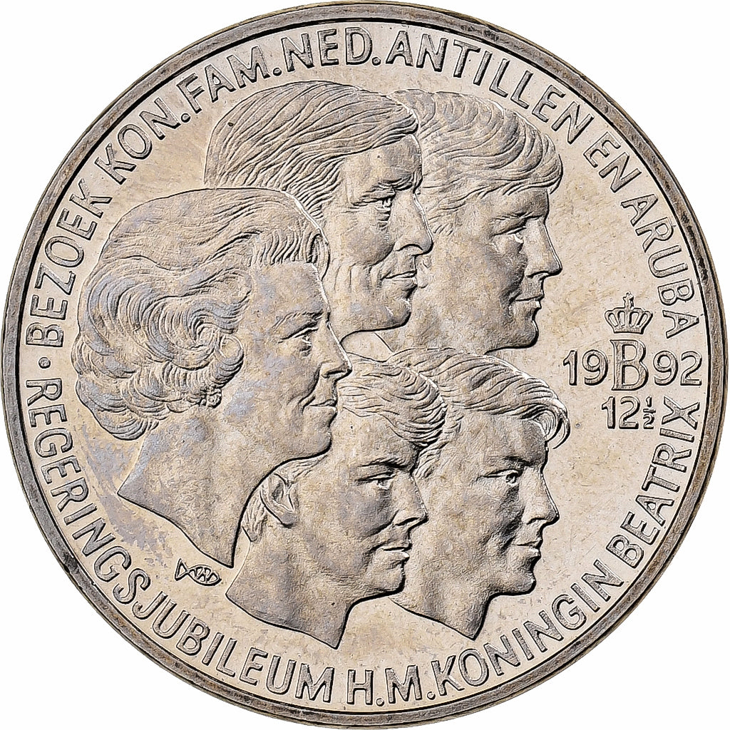 Países Baixos, 2 1/2 Ecu, Jubileum Beatrix, 1992, Cobre-níquel, MS(65-70)