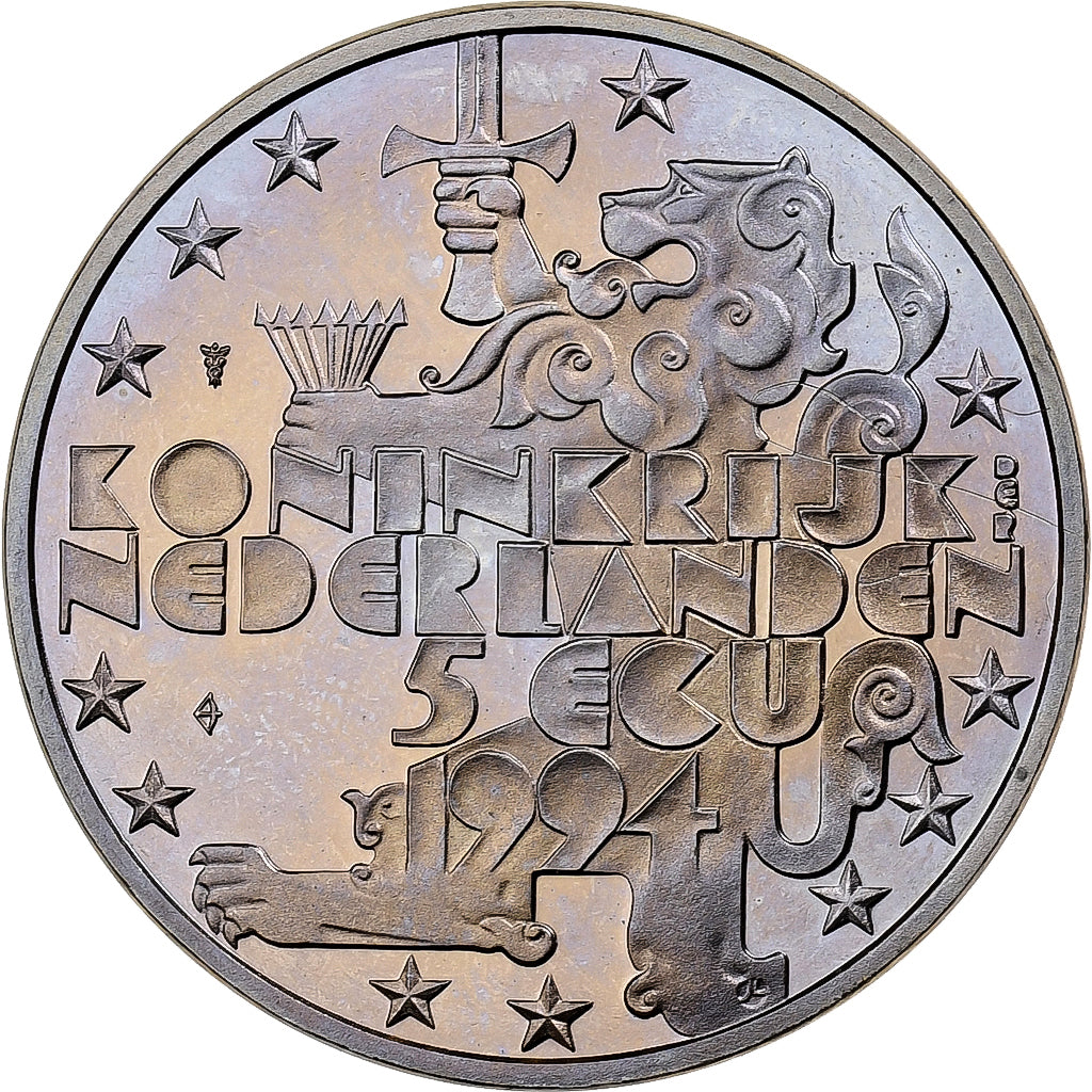 Holandia, 5 Ecu, 1994, Kerstmis, Miedź-Nikiel, MS(65-70)
