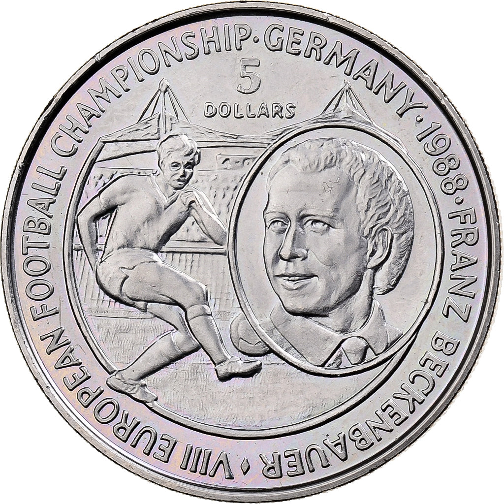 Niue, 5 Dollars, 1988, Franz Beckenbauer, Copper-nickel, MS(63), KM:12