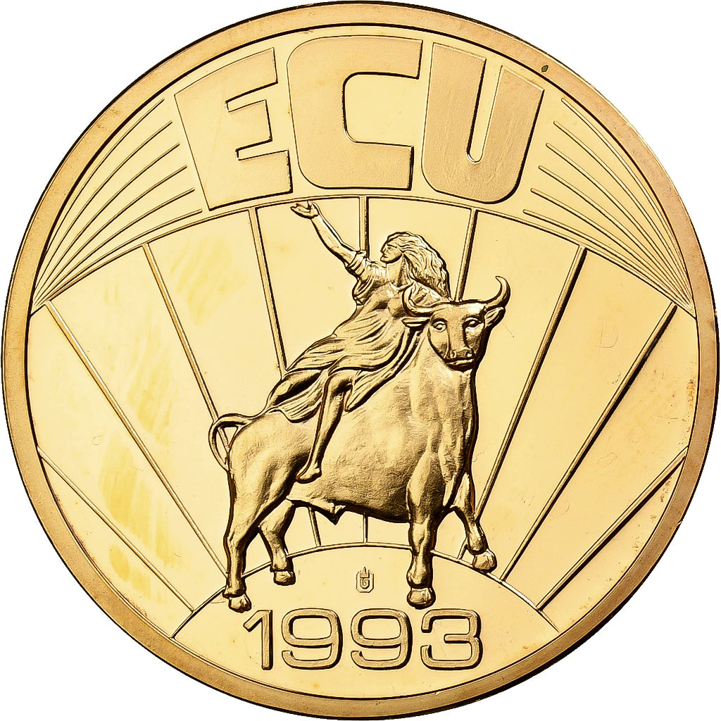 Greece, Medal, Ecu Europa, 1993, Copper Gilt, MS(65-70)