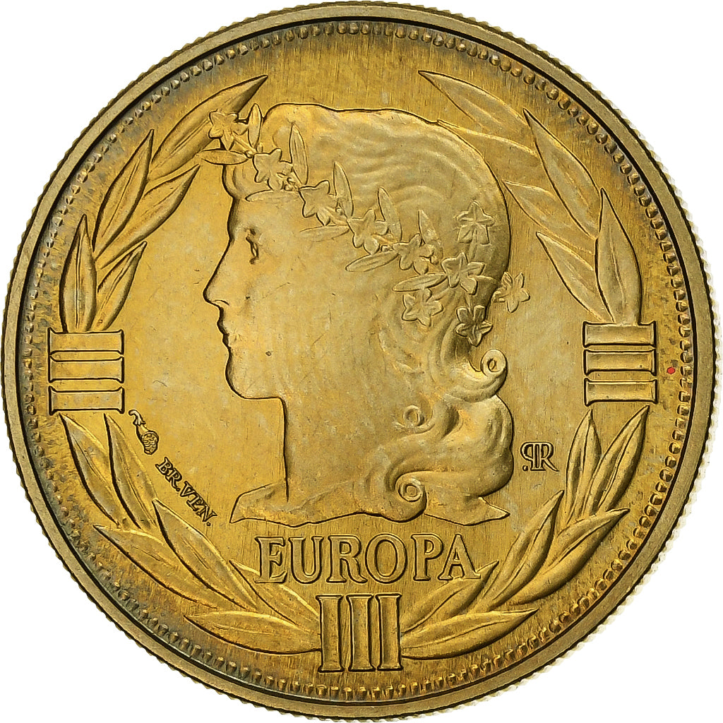 Francia, medaglia, Ecu Europa, Marianne, 1990, Doratura in rame-nichel, SPL