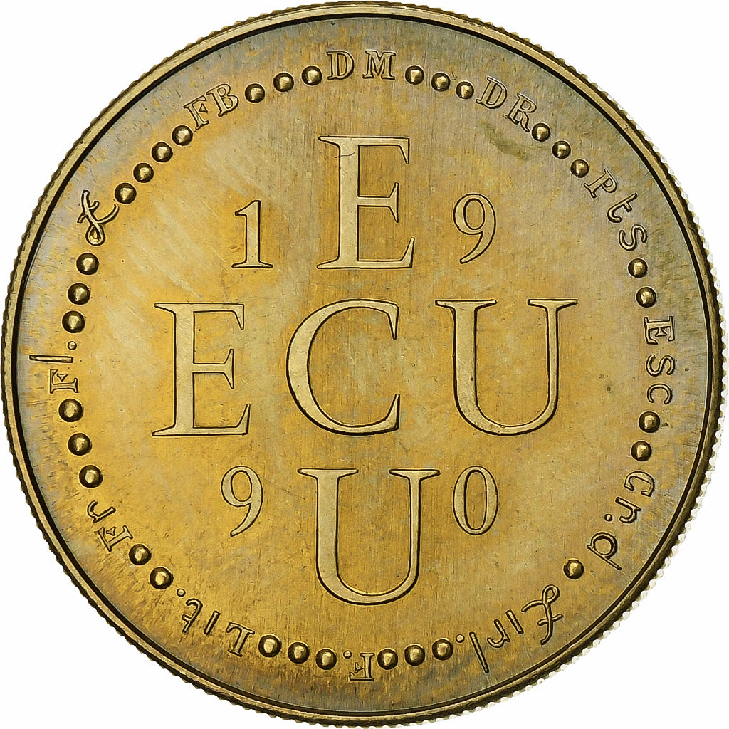 Francia, medaglia, Ecu Europa, Marianne, 1990, Doratura in rame-nichel, SPL
