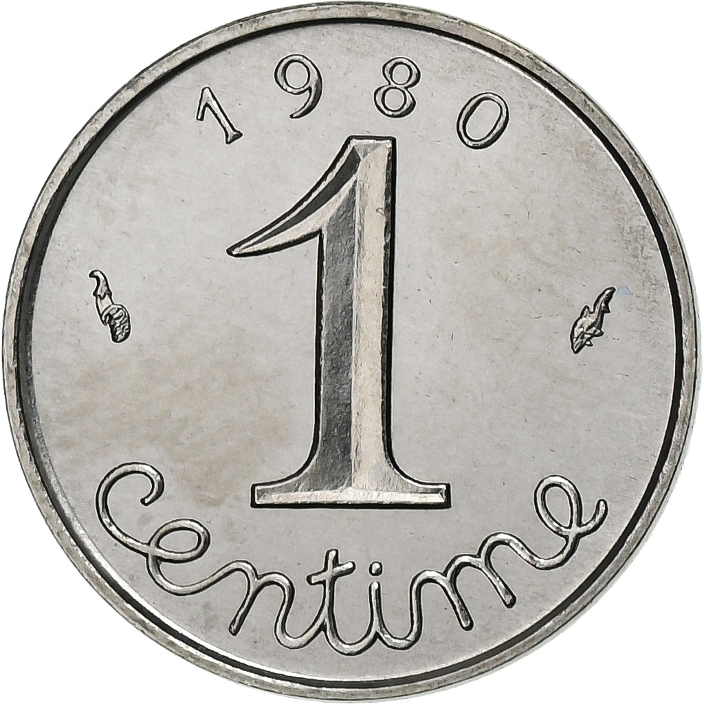 França, Centime, Épi, 1980, Paris, série FDC, Aço Inoxidável, MS(65-70)